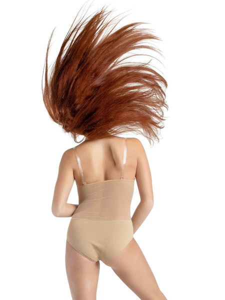 3763W Plunge Neck Mesh Midriff Leotard