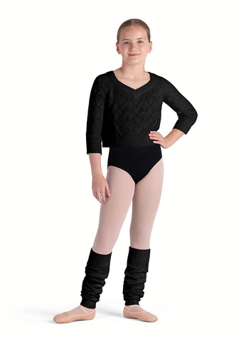 72519c Girls Twist Front Mini Ballet Sweater