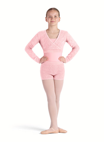 72519c Girls Twist Front Mini Ballet Sweater