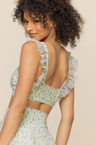 Cleo Corset Crop Bralette - Sapphire