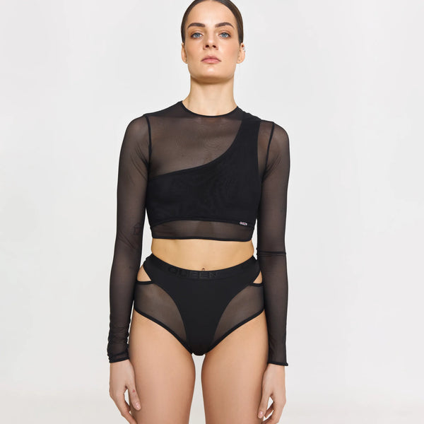 Top with Long Sleeves Black