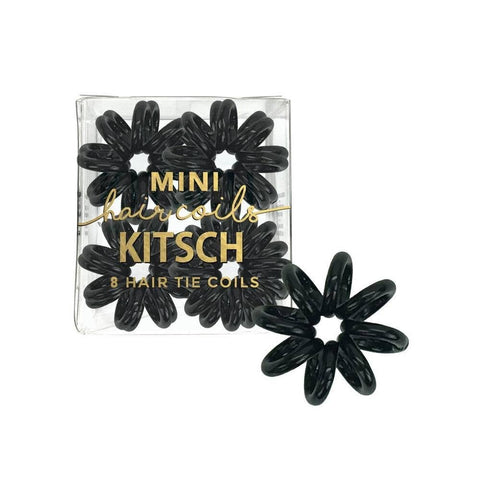 Mini Spiral Hair Ties 8 Pack - Black