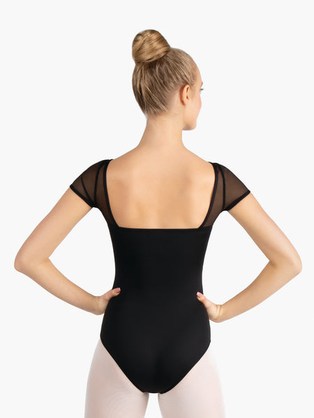 SE1039W Mesh Yoke Short Sleeve Leotard