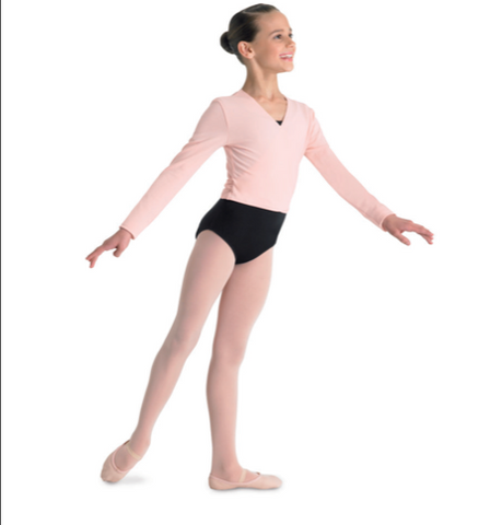 72519c Girls Twist Front Mini Ballet Sweater