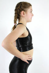 Girls Crop Top Black Sparkle