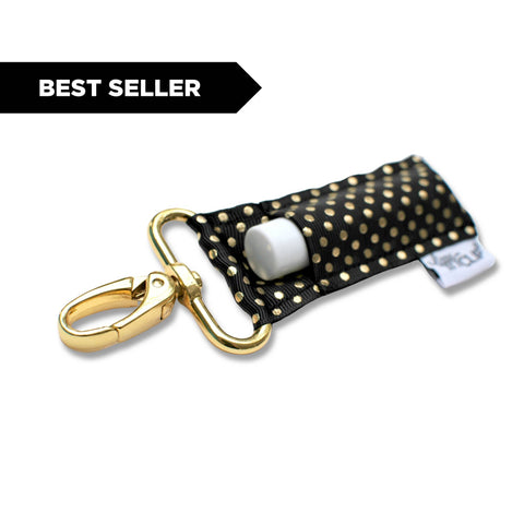 Gold Dots on Black LippyClip® Lip Balm Holder