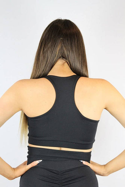 Matte Black High Impact Sports Bra