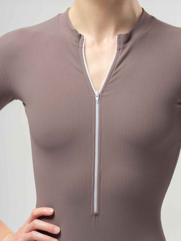 Long Sleeve Aura Leotard Deep Brown