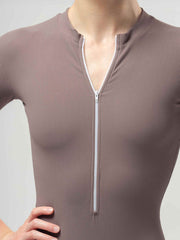 Long Sleeve Aura Leotard Deep Brown