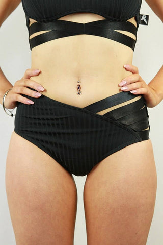 Black Sparkle Super High Waisted Brazil Scrunchie Bum Shorts