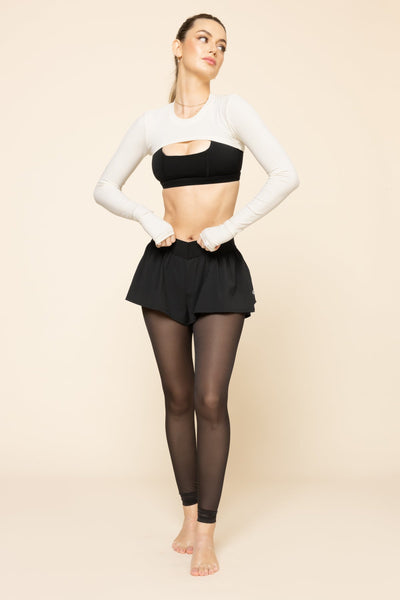 On the Run Ruffle Tights - Black