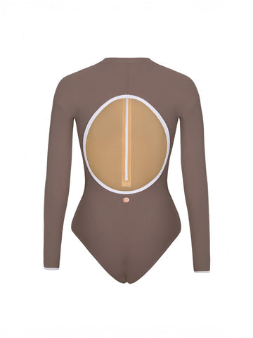 Long Sleeve Aura Leotard Deep Brown