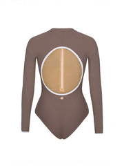 Long Sleeve Aura Leotard Deep Brown