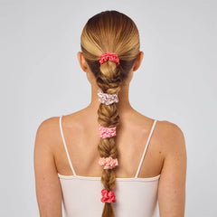Ruched Satin Scrunchies Set - Assorted Cherry Blossom