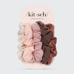 Assorted Textured Scrunchies Set - Terracotta