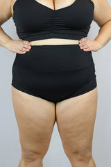 Matte Black High Waisted BRAZIL Scrunchie Bum Shorts