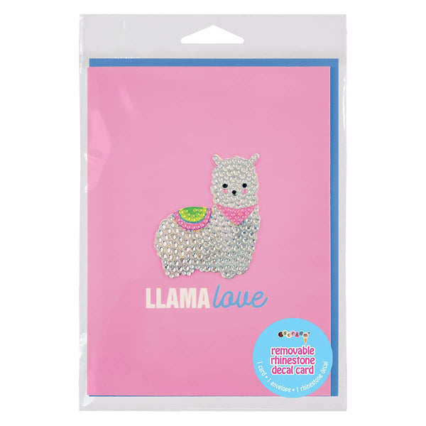 Llama Love Rhinestone Decal Card