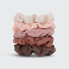 Assorted Textured Scrunchies Set - Terracotta