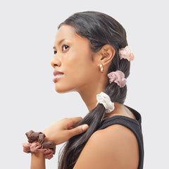 Assorted Textured Scrunchies Set - Terracotta