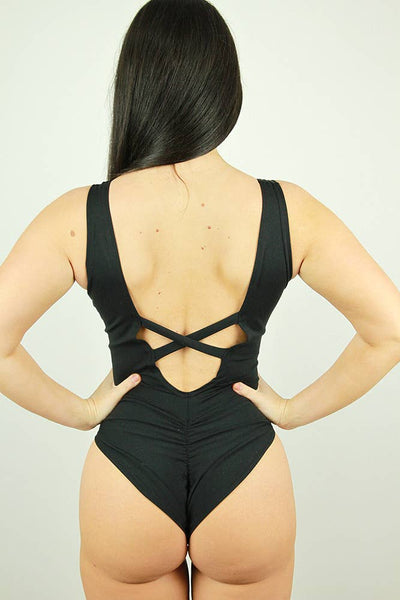 Matte Black One Piece Leotard Bodysuit