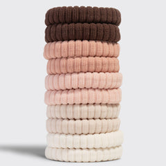 Recycled Fabric Ribbed Hair Elastics 10pc Set - Blush