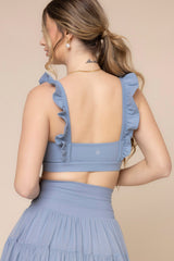 Romance Ruffle Bra - Blue Storm