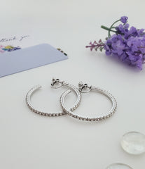AY0015-1 40mm Rhinestone Hoop Earrings (Clip On)