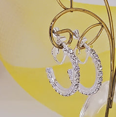 AY0364-1 20mm Rhinestone Hoop Earrings (Clip-ons)