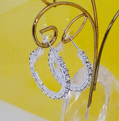 AY0364 20mm Rhinestone Hoop Earrings (Pierced)