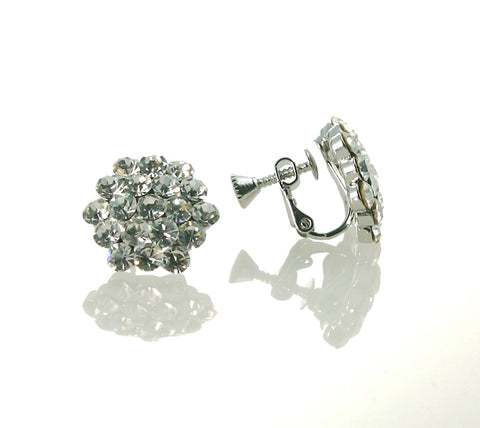 AZ0015-1 16mm Crystal Cluster Earrings (Clip On)