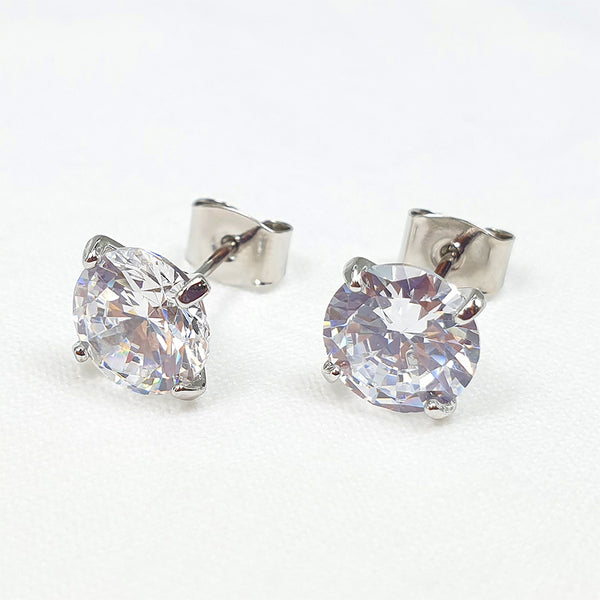 AZ0016 8mm Stud CZ Earrings (Pierced)