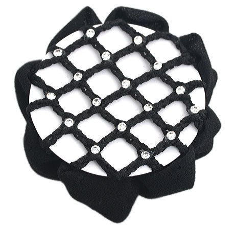 AZ0033-2 Black Bun Cover with Rhinestones and Clip
