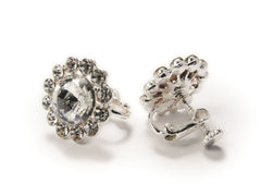 AZ0049-2 Crystal Flower Clip-on Earrings FH2