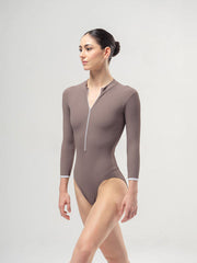 Long Sleeve Aura Leotard Deep Brown