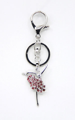 BK0002 Ballerina Keychain with Pink Rhinestones