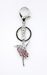 BK0002 Ballerina Keychain with Pink Rhinestones