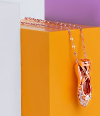 BN0004 Ballet Shoes Necklace Rose Gold Plated with Pink Jewelry Box