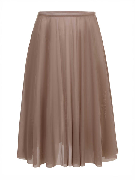 Long Mesh Skirt - Light Brown