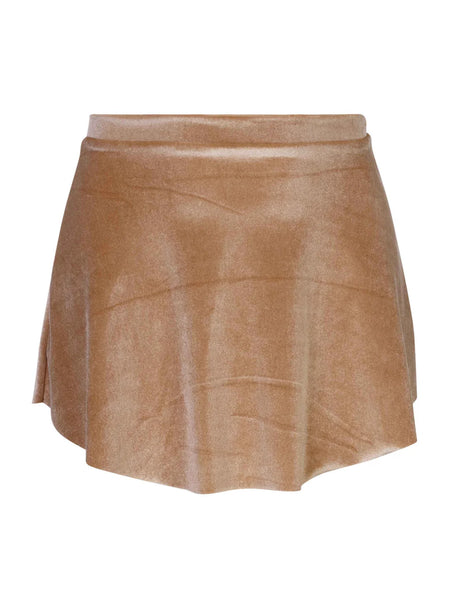 Short Velvet Skirt Camel
