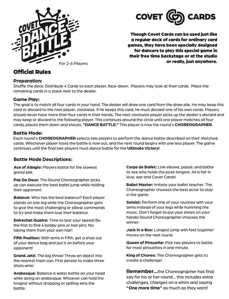 Dance Battle Cards