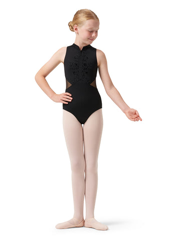 103ET Girls Spaghetti Strap Leotard with Ethereal Print