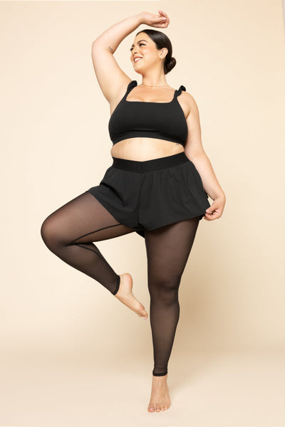 On the Run Ruffle Tights - Black