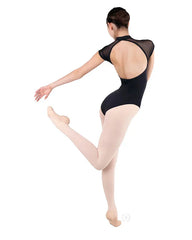 41490C Girls Mesh High Neck Zipper Leotard