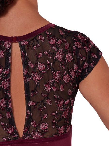 F12402W Ornate Romance Short Sleeve Mesh Leotard