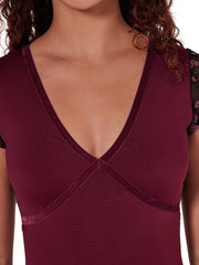 F12402W Ornate Romance Short Sleeve Mesh Leotard