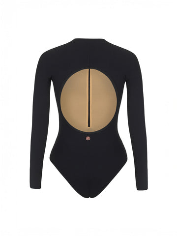 Long Sleeve Aura Leotard Total Black