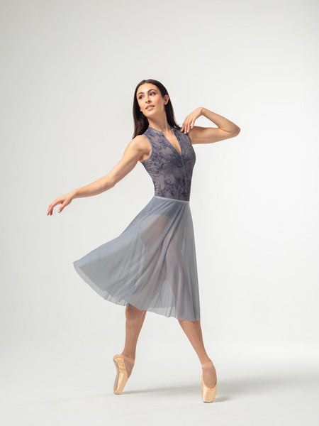 Long Mesh Skirt - Gray Blue