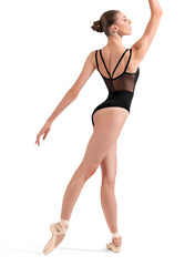L70010 Mesh Back Double Strap Cami Leotard