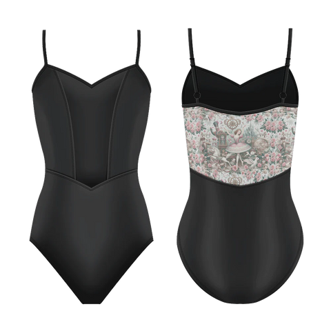 Abby Leotard Wine-Black Mesh