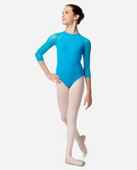 LUB863C Maeve High Neck Mesh Sleeve Girls Leotard
